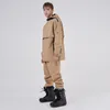 Ski -jassen Ski -pak Hoodset Set Men Vrouwen waterdichte winddichte warme hoodie Outdoor Snowboardjack overalls sneeuwbroek