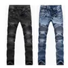 Hommes ￩tirement jeans noirs pour hommes massiques slim fit slim slim washed modycle denim en d￩tresse biker hip hop ripper zipper pleine longueur pantalon d￩contract￩ taille 28-40 designers jeans