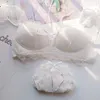 Bras sätter söta lolita flicka underkläder japansk spets broderad bandage push up and trose wiree gratis mesh rosa 221010