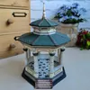 Dekorativa figurer Owell Ceramic Hand Painted Night Light House Building Scene Crafts Handcrafts Modern Home Furnishing Living Room