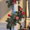 Fiori decorativi 2,7 m Decorazioni natalizie Rattan Fiore artificiale Ornamento per albero Ghirlanda per esterni Ghirlanda Ciondolo Forniture per feste di Natale Porta