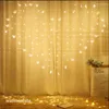 Schnüre, 2 x 1,5 m, Herz-Eiszapfen-Vorhang-Licht, 128 LEDs, Feiertags-Weihnachtslichter, 34 Schmetterlings-Schnur, Feen-Hochzeitsdekoration