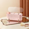 Storage Boxes Desktop Dustproof Makeup Powder Puff Lipstick Organizer Cosmetic Cotton Swab Box With Transparent Lid