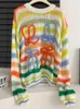 Projektantki Swatery damskie swetry damskie długie rękawy Mohair Vintage Sweter Kobieta Zimowa Załóż Crewneck wełna Rainbow Stripe Knit Pullover Projekt Odzież APH9