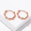 Creolen ESSFF Trendy Rose Gold Farbe Weiß Zirkonia Für Frauen Edler Charming Schmuck Mädchen Geschenke Runde Kreis Earing