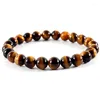 Strand Classic Stone Bead Armband Men 6810mm Handmade Lava Tiger Eye for Women Jewelry Gift