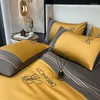 Bedding Sets 60S Egyptian Cotton Set Luxury Quilt Cover Soft Duvet Flat Bed Sheet Pillowcases Long-staple Colorblock