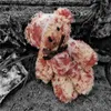 Keychains Punk Bloody Plush Bear Keychain Halloween Injured Animal Doll Key Ring For Bags Creative Fashion Cool Car Accessories Pendant