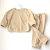 Ensembles de vêtements Style coréen 2-6 ans enfants costume à manches longues coton solide T-shirt pantalon printemps automne bébé garçons filles ensemble de vêtements