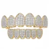 Other Stonefans Hip Hop CZ Studded Teeth Men Iced Out Top Bottom Punk Grills Tooth Caps Fashion Jewelry for Women 221008