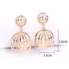 Dangle Earrings Korean Style Bird Cage For Women Fashion Jewelry Drop Earring Exaggeration Personality Party Imitation Pearls Ear Studs