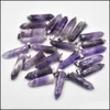 Charms Amethyst Hexagonal Pillar Charms Quartz Crystal Natural Stone Pendants для серьгов для ожерелья украшения ювелирных изделий. Доставка капли 2022 DHLFX