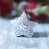 925 Sterling Silver Wishing Star med Clear CZ Charm Bead Fits European Pandora Style Jewel Charm Armband