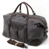 Duffel Väskor M025 Canvas Crazy Horse Leather Men Travel fortsätter bagage Tote Stor helgväska över natten