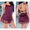 Casual Dresses Josiaoprah Tassel Summer Female Halter Backless Club Mini Dress Sexy Fringe Bandage Bodycon Party Vestidos