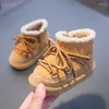 Boots Baby Girls Boys Winter Warm Fur Snow Non-slip Bottom Thick Soft Sole Plush Lining Booties Toddler First Walkers Shoes