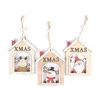 Décorations de Noël 1 pcs 12x9.5cm Creative Lettre creuse en bois Maison Arbre Ornements Pendentif Année Décor 2022 Décoration de la maison de Noël