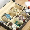 Watch Boxes 6/10/12 Grids Leather Box Display Case Holder Black Storage Glass Jewelry Organizer For Men & Women Gift