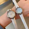 32mm 27mm Classic Sapphire Glass Watches Women CZ Quartz Watch White Leather Strap Lady Geometric Square Wristwatch Female White Mother of Pearl Shell Dial