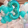 Другие праздничные поставки вечеринки 40 -дюймовые воздушные шарики с большой фольгой Blue Helium number Balloon 0 9 счастливого свадебного декора детское душ большой глобус 221010