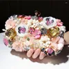 Evening Bags Colorful Flowers Wallet Luxury Women Bag Wedding Party Handbag Beaded Clutches Crystal Purses Wholesale Drop