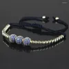 Bracelets porte-bonheur marque hommes 8mm Micro pavé bleu CZ perles 4mm boule ronde noire cuivre tressage macramé Bracelet bijoux cadeau