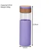 Portable Handle Tumblers 500ml 17oz Glass Water Bottle Drinking Tumbler Cups Insulated Bamboo Lids and Silicone Protective Sleeve JNB16435