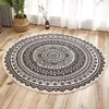 Carpets Nordic Ethnic Style Datura Round Large Area Rug For Bedroom Bohemia Woven Cotton Carpet Knitting Floor Mat