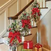 Decorative Flowers 3Pcs Cordless Prelit Stairs Decor Lights Up Christmas Decoration LED Wreath Stairway Hanging Pendant Year 2022