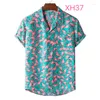 Mäns casual skjortor Hawaiian Beach Flower Shirt Men Summer Hawaii Style Short Sleeve Flamingo Print Tops Plus Size Mens