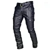 Men039s Pants Autumn Black Leather For Men Pu Casual Slim Fit Skinny Motorcycle Punk Male Riding Straight Trousers8151664