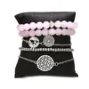 Link Armbanden Stapelbaar Roze Beaded Charm Strand Set Stretch Bangle Voor Vrouwen Mannen Meisjes Boho Boheemse Zomer Vakantie Sieraden