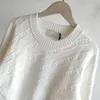 Kvinnors tröjor Designer Milan Runway Autumn Sweater Lång ärm Crew Neck Pullover White Fashion Clothes Womens D3G6