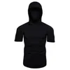 Herr t-skjortor kort ärmmask t-shirt tank tops hoodie topp manlig bodybuilding träning skjorta punk pullover gym sommar