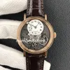 التقليد 7097B رجال مشاهدة ZF مصنع Rose Gold White Skeleton Dial Swiss 505 SR1 الحركة الأوتوماتيكية 28800VPH من الياقوت