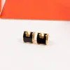 Quality Luxury Women studs Fashion H letter enamel temperament simple daily allmatch earrings black white red orange color weddin8925247