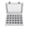 Jewelry Pouches 24 Slots Wooden Transparent Cover Buckle Earrings Storage Box Organizer Trendy Holder Packaging