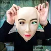 Party Masks New Funny Realistic Female Mask For Halloween Human Masquerade Latex Party Sexy Girl Crossdress Costume Cosplay Drop Deli Dhnbv