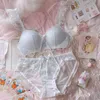 Bras sätter söta lolita underkläder spets japanska kvinnor flickor rosa fjäril underkläder och trosa kawaii cup upp 221010