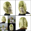 Party Masks Halloween Mask Scary Monster Latex Fish Masks Creature From the Black Lagoon Cosplay Merman Masquerade Party Mascara Horr DHQ8F