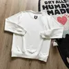 Men's Sweaters Human Made Sweatshirt Flocked Heart Letters Oversized Cotton Terry Crew Neck Men Women 1 1 White Pullover G221010