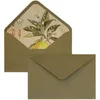 Gift Wrap 5pcs/pack Lime Green Earth Series Paper Retro Lining Envelopes Size105mmX155mm Wedding Invitation