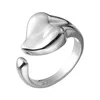 Anello in argento sterling 100% 925 con cuore d'amore per le donne Anello di fidanzamento di nozze Semplice formato aperto Anelli con dito Regali di gioielleria raffinata