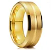 Wedding Rings Stainless Steel Ring Men's And Women's Groove Bevel Brushed Finish Black Silver Gold Optional