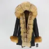 Veste d'hiver en fourrure pour femme, Parka longue imperméable, manteau réel, capuche à col naturel, épais et chaud, Streetwear détachable, 2022