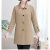 Women's Trench Coats Ladies Windbreaker Women's Fall 2022 Fashion Loose Commute Temperament Age-Reducing Mid-Length Coat Single-breasted