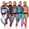 J2746 Fashion New Letter Print Tracksuits For Women Fall Long Sleeve Cardigan dragkedja Tops and Sports Pants Brand 2 Piece Set