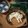 Cat Beds Furniture Pure Manual Rattan Woven Nest Four Seasons General Dandelion Cool Bed Scratch Board Pet Products 221010