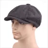 Berets Lattice Vintage Spring Autumn Sboy Hat Casual Simple Fashion Solid Color Tide Painter Beret Men CapBerets