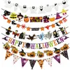 Halloween Hanging Banner Garland Bunting Flags Bat Pumpkin Ghosts Spider Paper Banner Halloween Party Decorations Horror Props